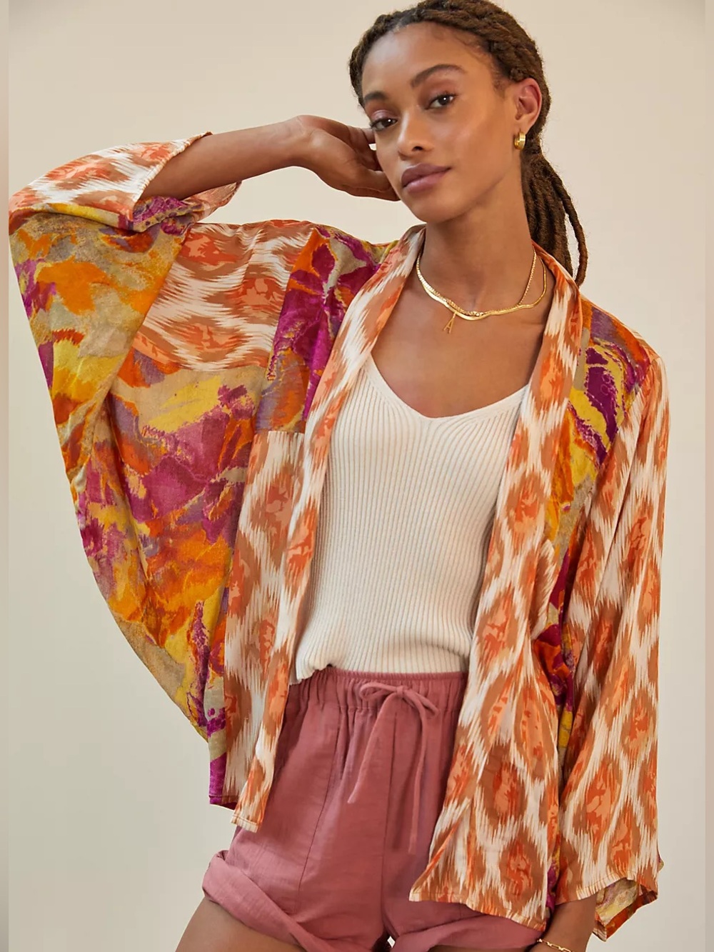 by Anthropologie Sunset Cocoon Kimono One Size Open Front Bohemian Gyspy Boho